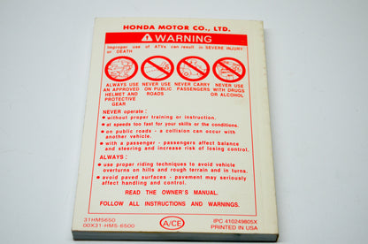 OEM Honda 31HM5650 99 TRX300FW FOURTRAX300 4x4 Owner's Manual