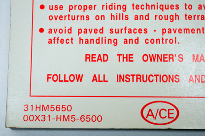 OEM Honda 31HM5650 99 TRX300FW FOURTRAX300 4x4 Owner's Manual