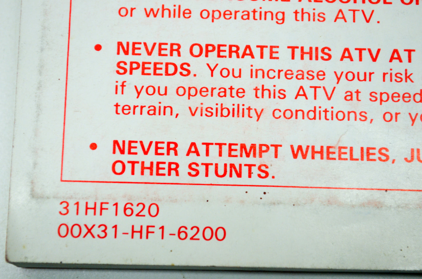 OEM Honda 91 TRX 200D FOURTRAX 200 Type II Owner's Manual