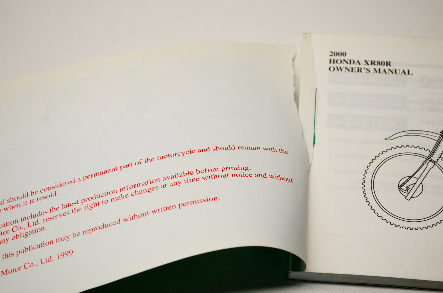 OEM Honda 31GN1730 2000 XR80R Owner's Manual