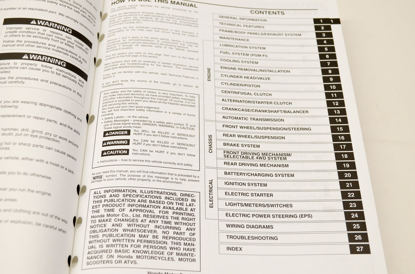 OEM Honda 61HP702 09-11 TRX420FA/FPA Service Shop Manual