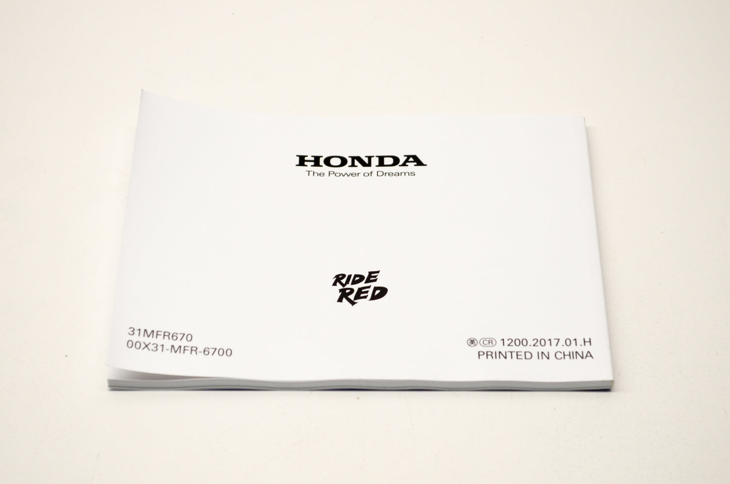 New OEM Honda 31MFR670 2017 VT1300CX/A Owner's Manual NOS
