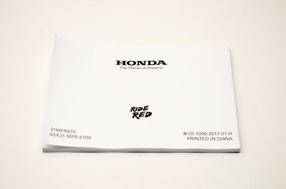 New OEM Honda 31MFR670 2017 VT1300CX/A Owner's Manual NOS