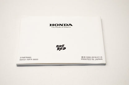 New OEM Honda 31MFR660, 00X31-MFR-6600 2016 VT1300CX/A Owner's Manual NOS