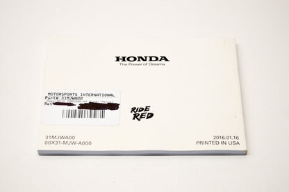 New OEM Honda 31MJWA00, 00X31-MJW-A000 2016 CBR500R/RA Owner's Manual NOS