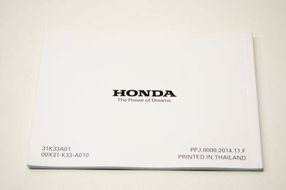 New OEM Honda 31K33A01, 00X31-K33-A010 2015 CBR300R/RA Owner's Manual NOS