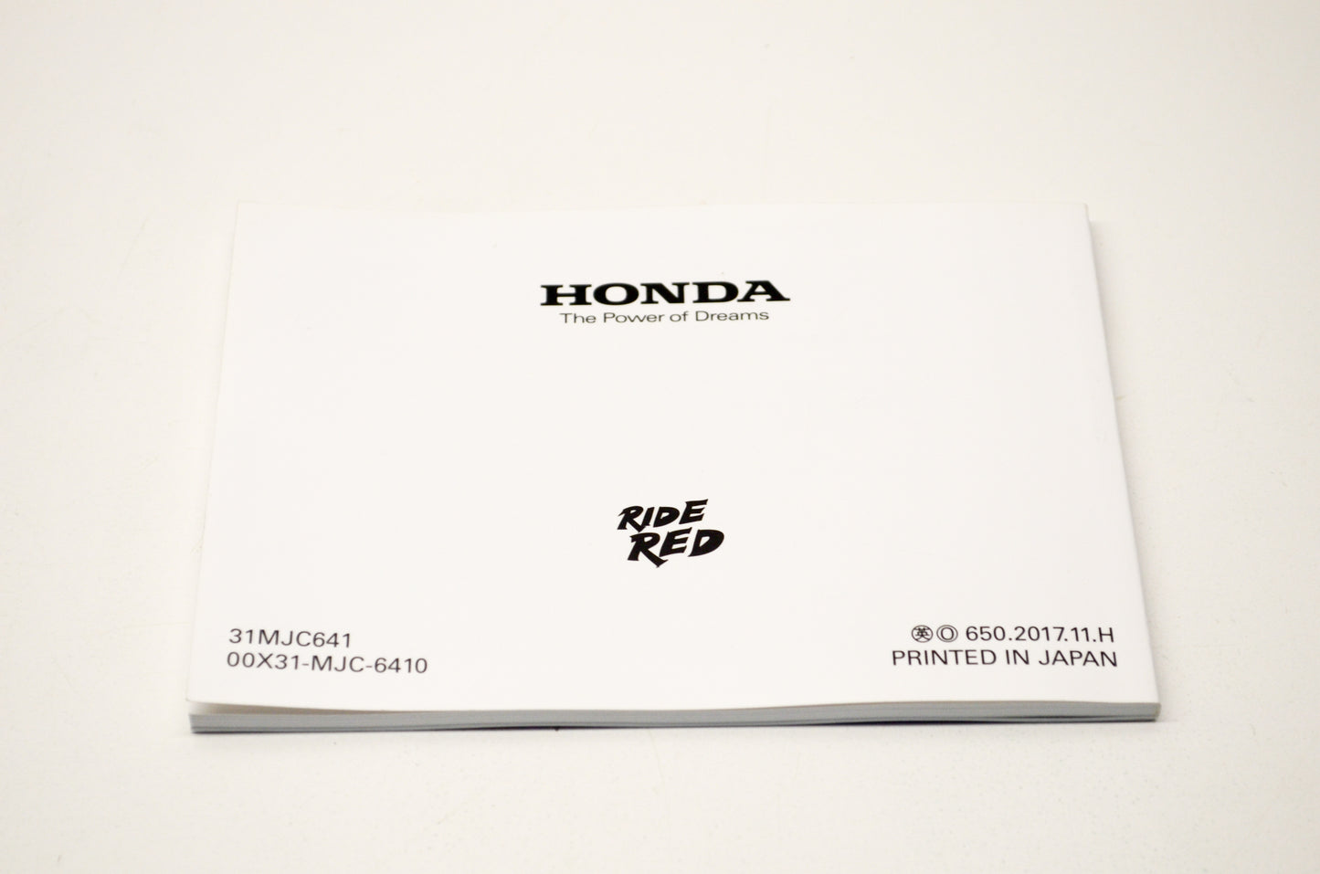 New OEM Honda 31MJC641 2017 CBR600RR/RA Owner's Manual NOS