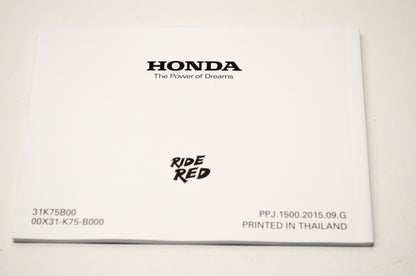New OEM Honda 31K75B00, 00X31-K75-B000 2016 CB300F/FA Owner's Manual NOS