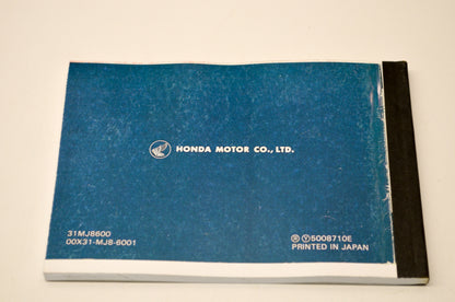 OEM Honda 31MJ8600, 00X31-MJ8-6001 1984 VF500c Owner's Manual