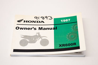 OEM Honda 31MK2620 1987 XR600R Owner's Manual