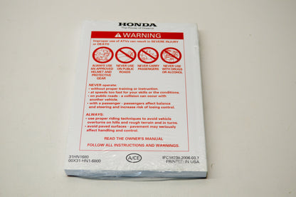 New OEM Honda 31HN1680 2007 TRX400EX Sportrax 400EX Owner's Manual NOS
