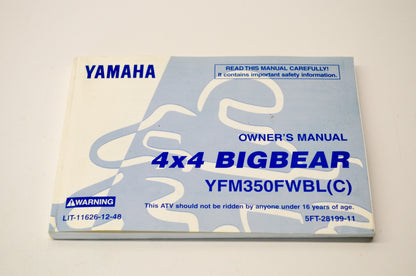 New OEM Yamaha LIT-11626-12-48 4x4 Bigbear YFM350FWBL(C) Owner's Manual NOS