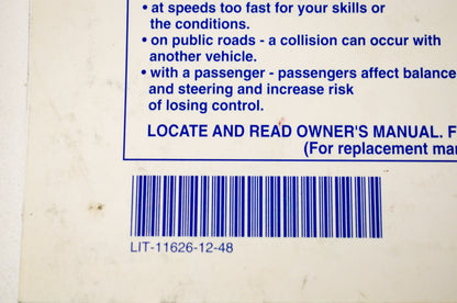 New OEM Yamaha LIT-11626-12-48 4x4 Bigbear YFM350FWBL(C) Owner's Manual NOS