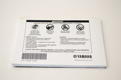 New OEM Yamaha LIT-11626-10-89 YFM350XK(C) Owner's Manual NOS