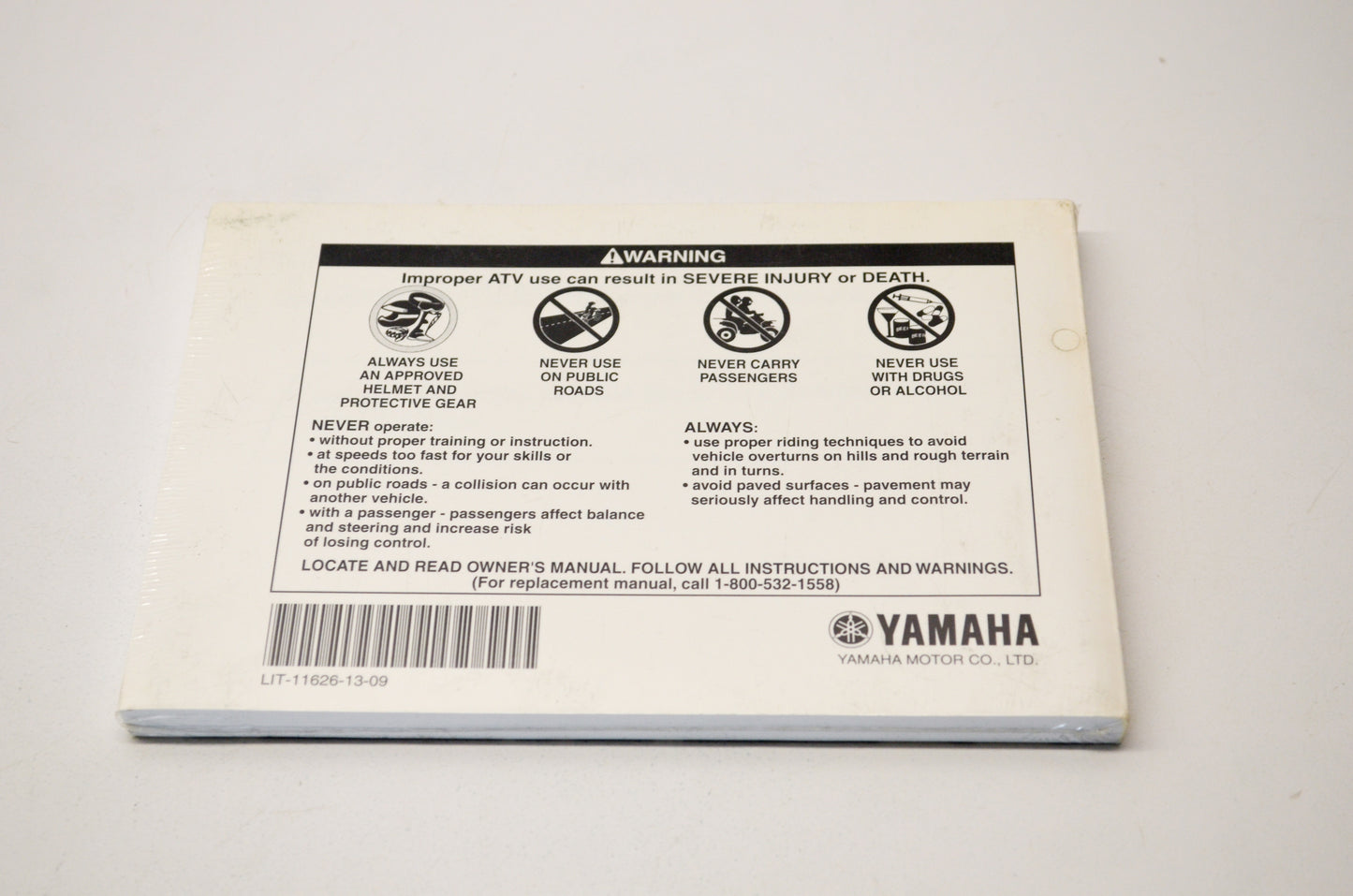 New OEM Yamaha LIT-11626-13-09 Banshee YFZ350M Owner's Manual NOS