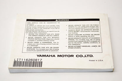 OEM Yamaha LIT-11626-08-17 YFB250D Owner's Manual