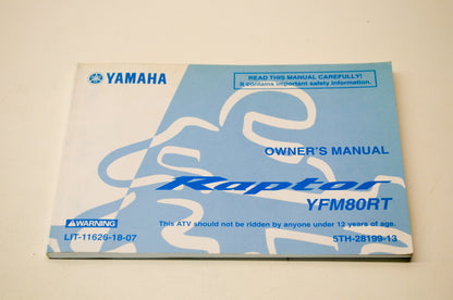 New OEM Yamaha LIT-11626-18-07 Raptor YFM80RT Owner's Manual NOS