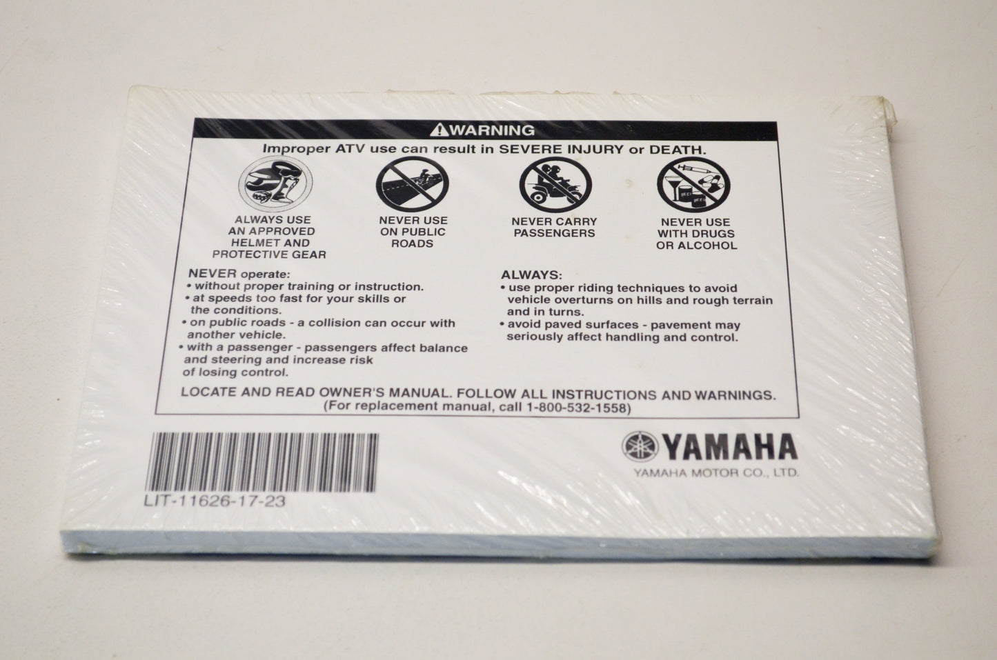 New OEM Yamaha LIT-11626-17-23 Rhino YXR660FAS Owner's Manual NOS