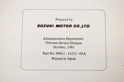 OEM Suzuki 99011-14221-03A RM465 Owner's Maintenance Manual