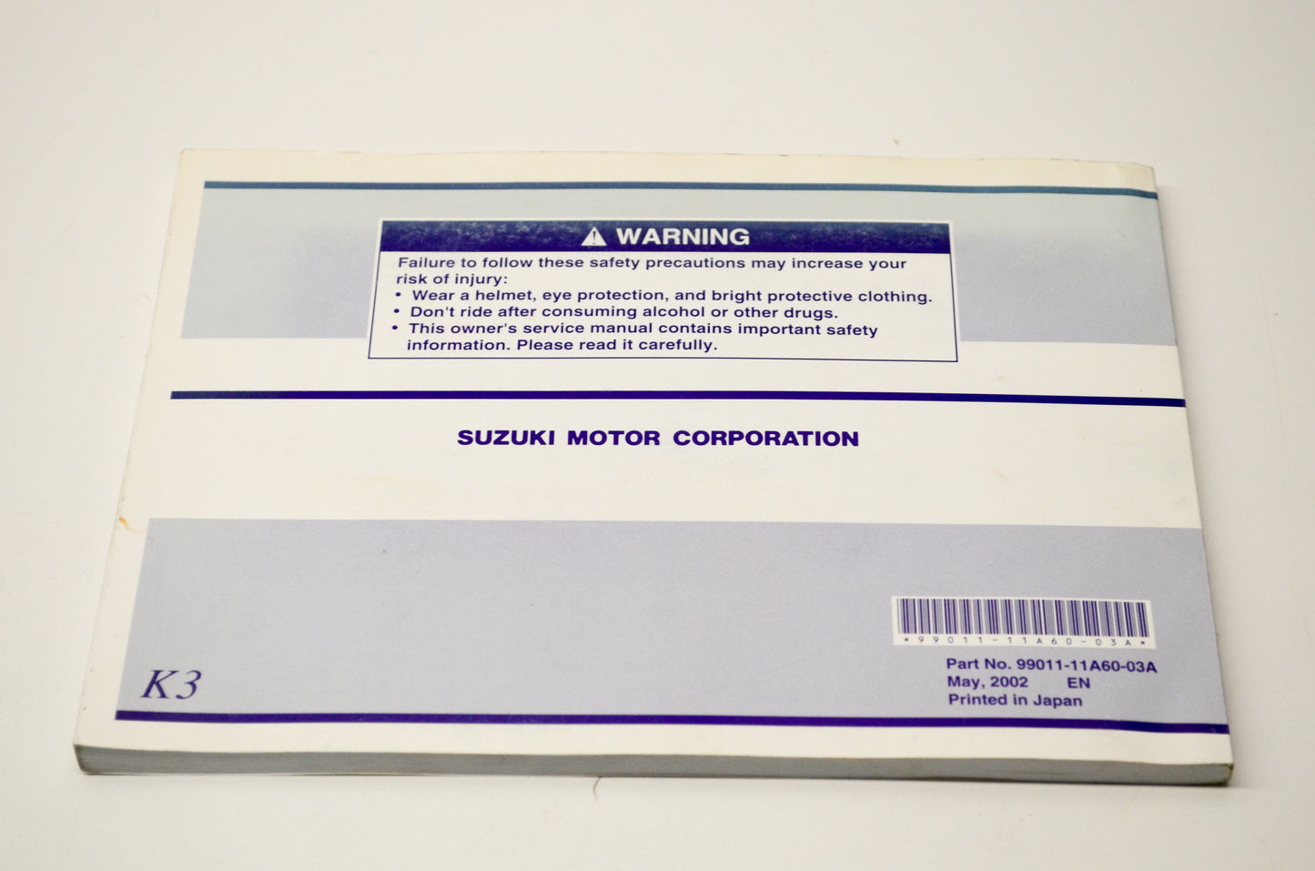 OEM Suzuki 99011-11A60-03A RM100 Owner's Manual