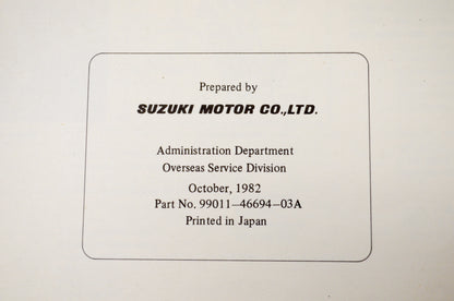OEM Suzuki 99011-46694-03A 1983 RM60 Owner's Manual