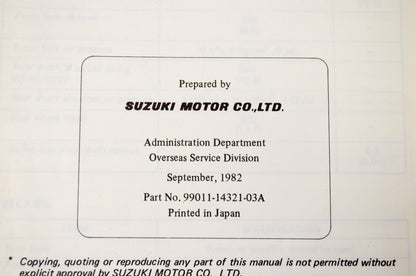 OEM Suzuki 99011-14321-03A RM250 Owner's Maintenance Manual