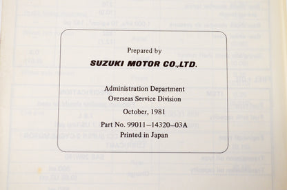 OEM Suzuki 99011-14320-03A 1982 RM250 Owner's Maintenance Manual