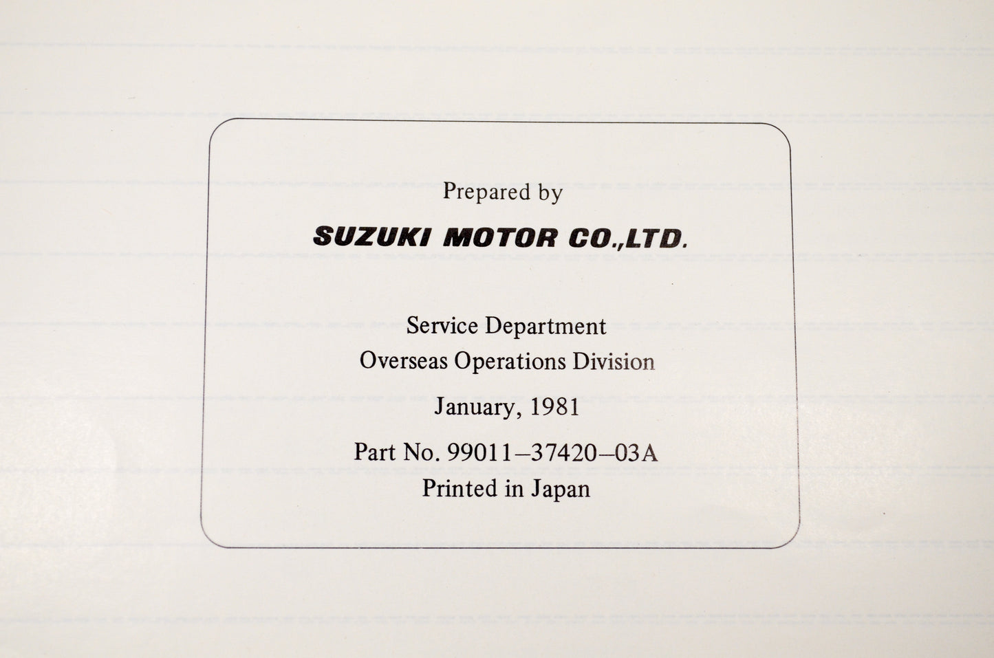 OEM Suzuki 99011-37420-03A DR500 Owner's Manual