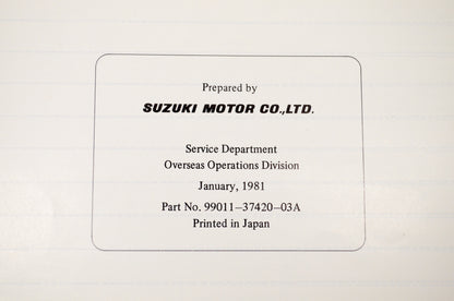 OEM Suzuki 99011-37420-03A DR500 Owner's Manual