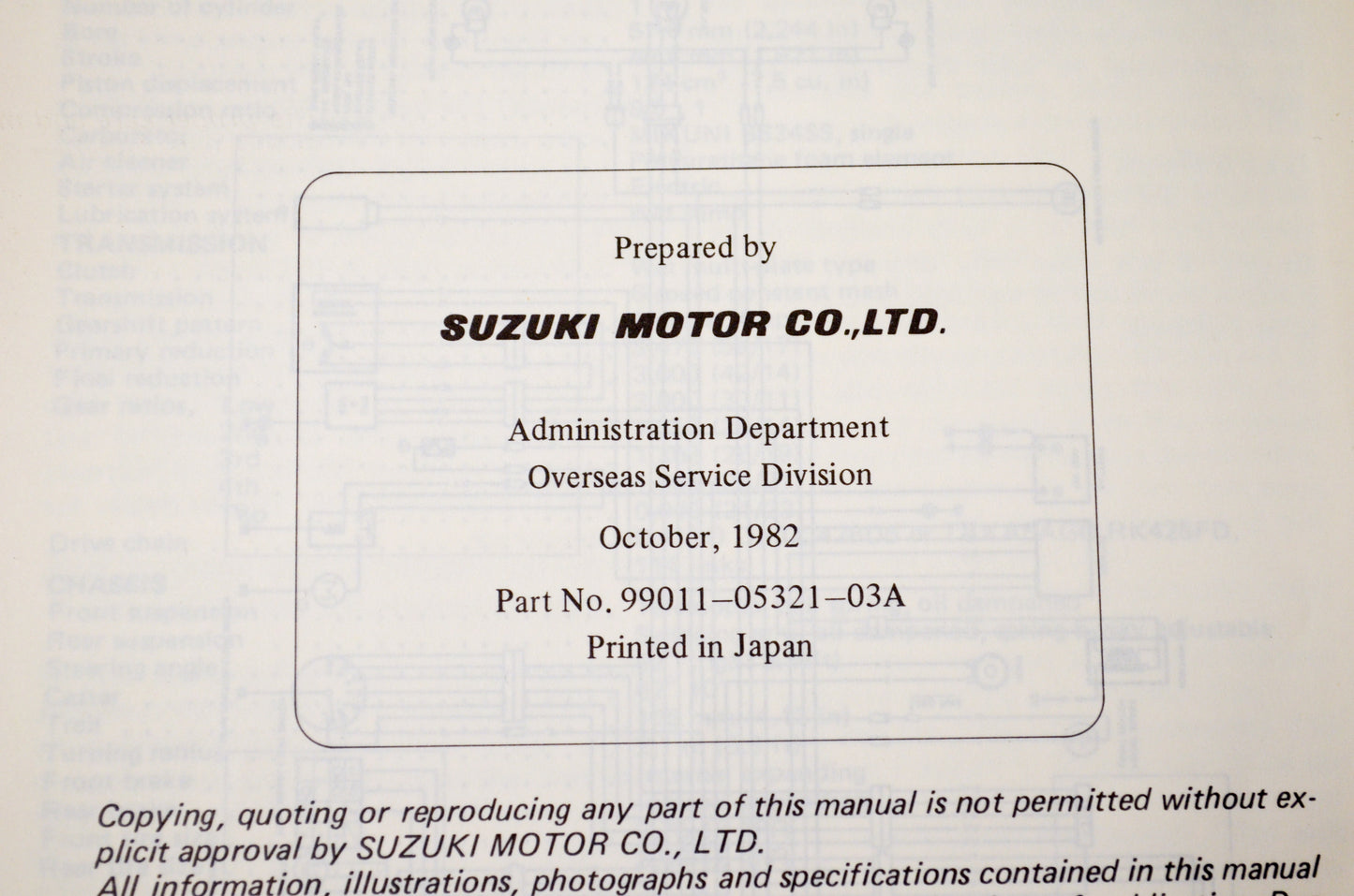 OEM Suzuki 99011-05321-03A GN125 Owner's Manual
