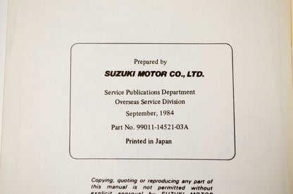 OEM Suzuki 99011-14521-03A RM125 Owner's Manual