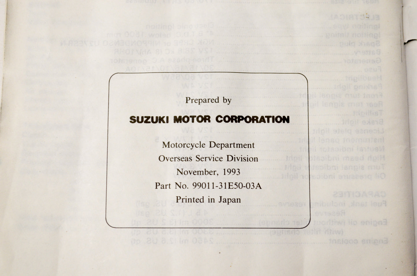 OEM Suzuki 99011-31E50-03A RF900R Owner's Manual