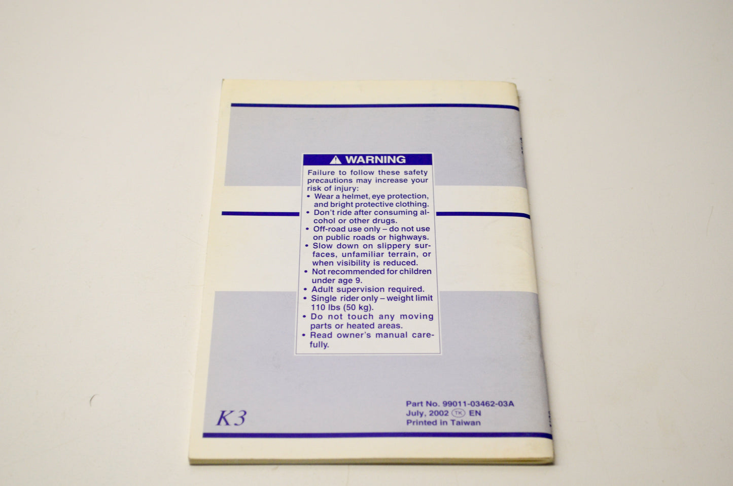 New OEM Suzuki 99011-03462-03A JR80 Owner's Manual NOS
