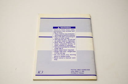 New OEM Suzuki 99011-03462-03A JR80 Owner's Manual NOS