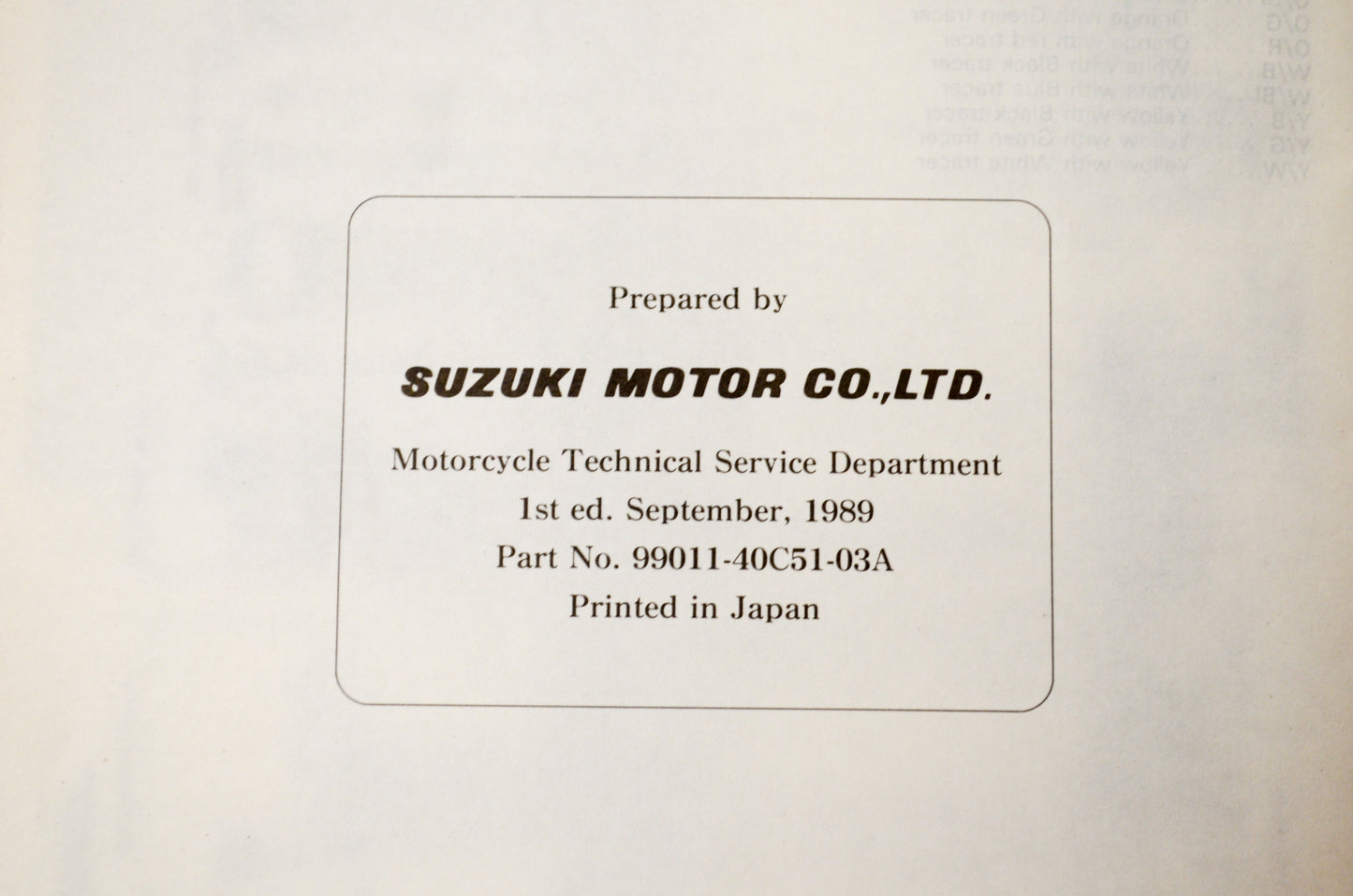 OEM Suzuki 99011-40C51-03A GSX-R1100 Owner's Manual