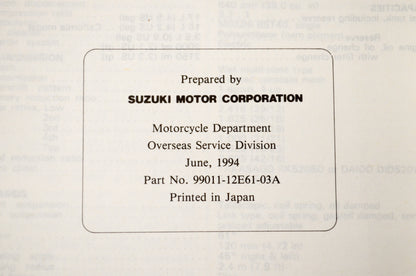 OEM Suzuki 99011-12E61-03A DR650SE Owner's Manual