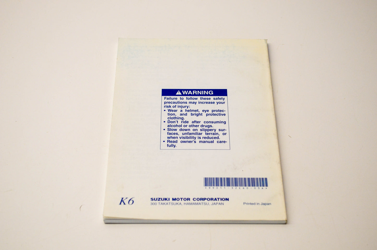 New OEM Suzuki 99011-32E60-03A DR650SE Owner's Manual NOS