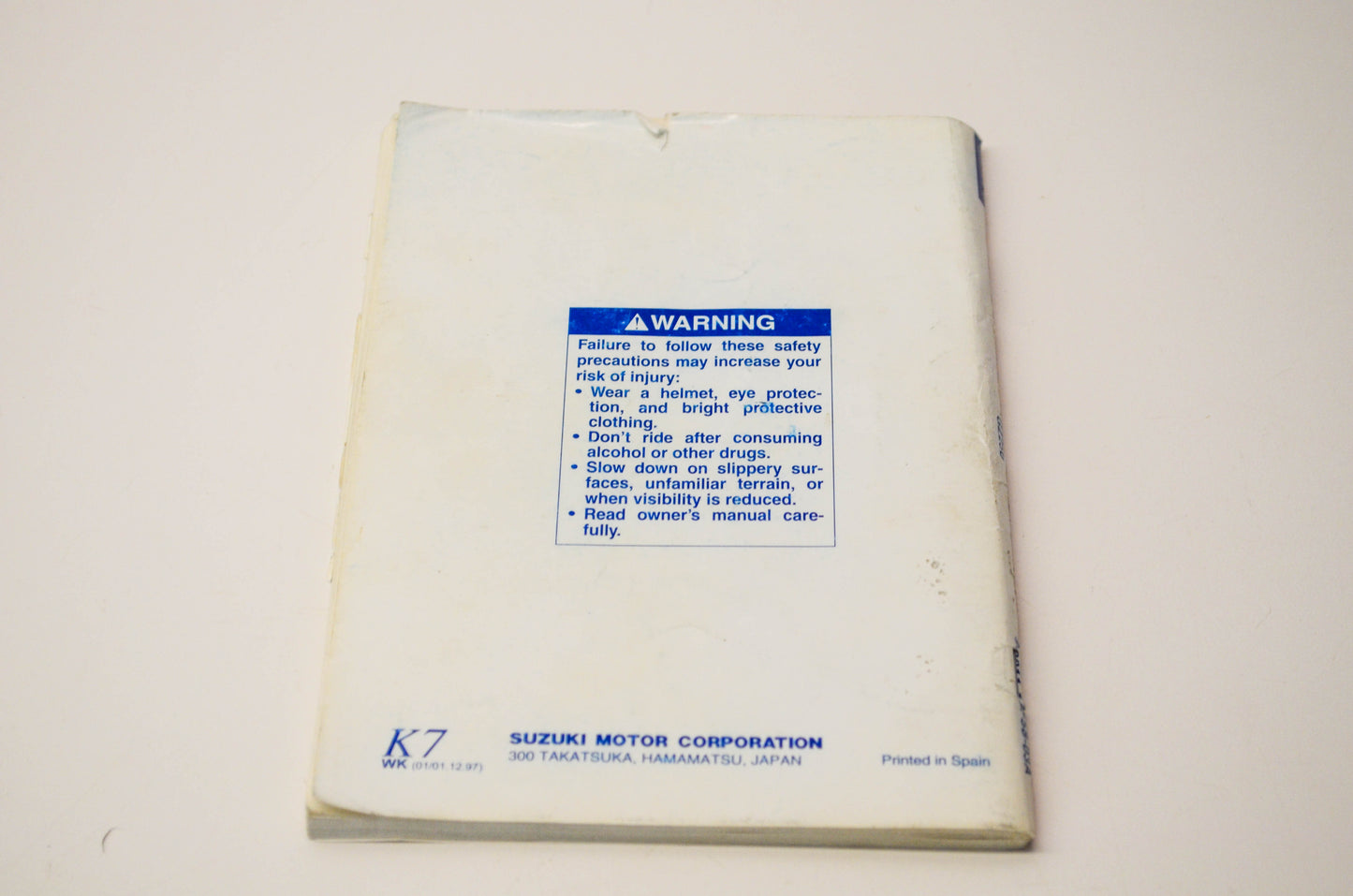 OEM Suzuki 99011-13F58-03A GZ250 Owner's Manual