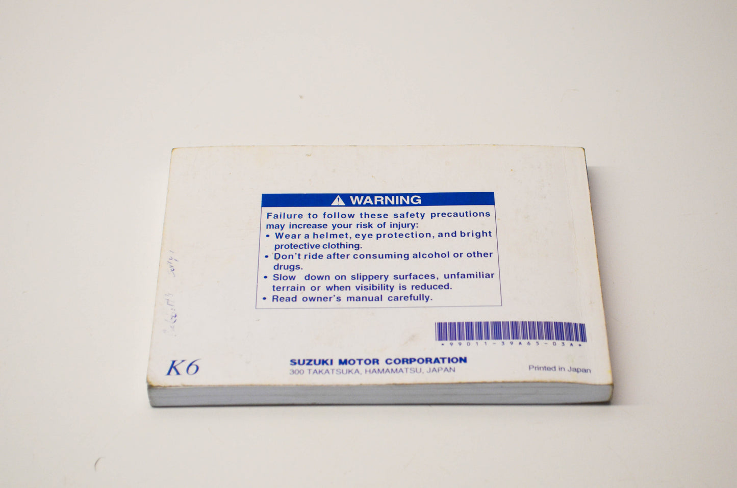 OEM Suzuki 99011-39A65-03A VS800 Owner's Manual