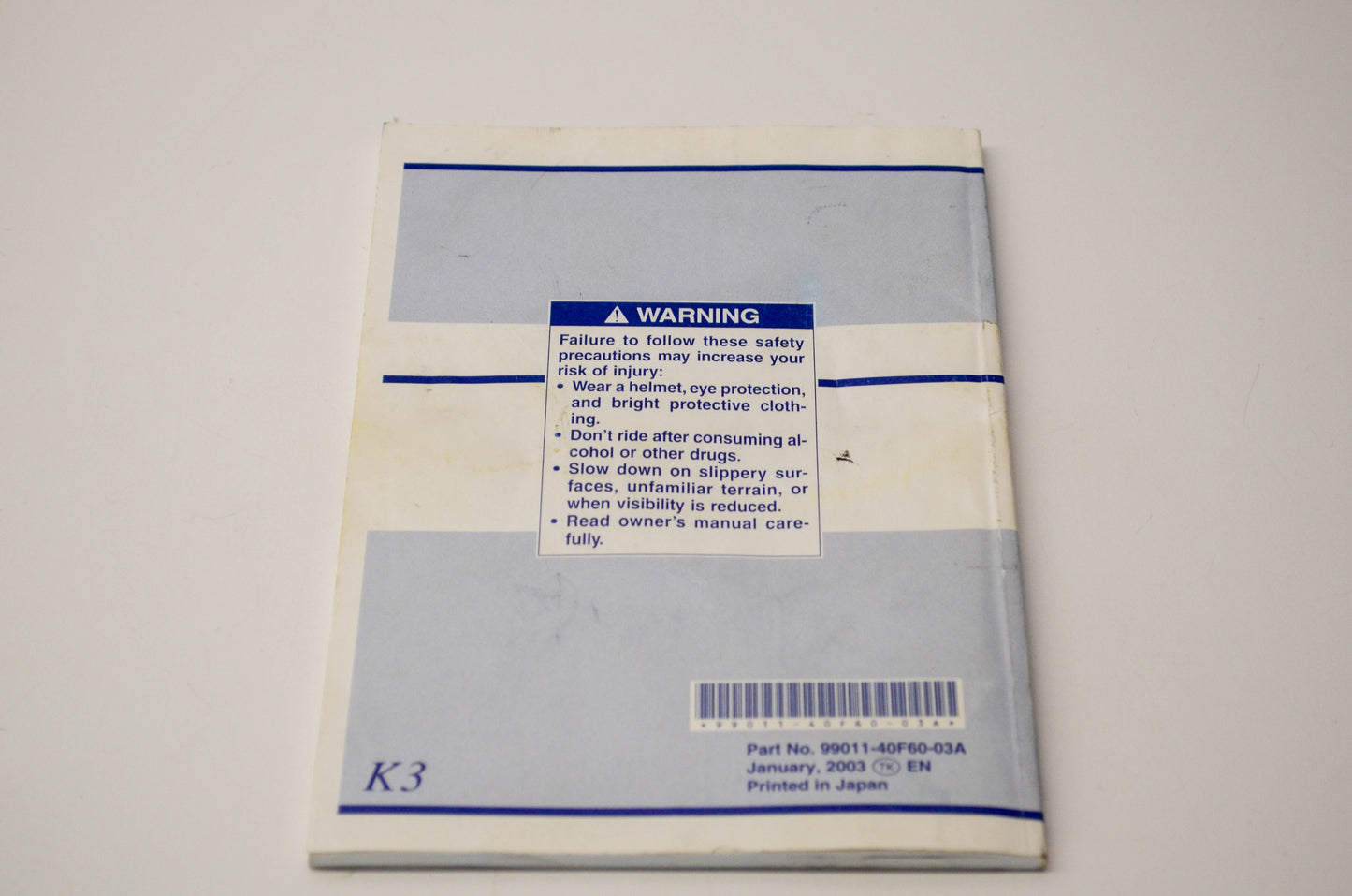 OEM Suzuki 99011-40F60-03A GSX-R1000 Owner's Manual