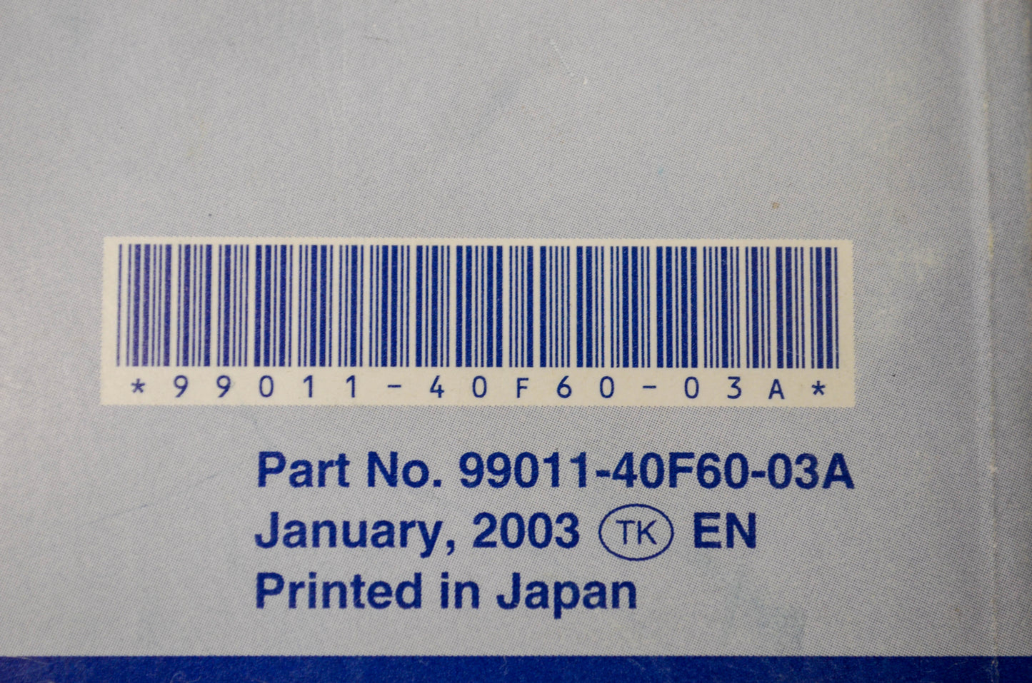 OEM Suzuki 99011-40F60-03A GSX-R1000 Owner's Manual