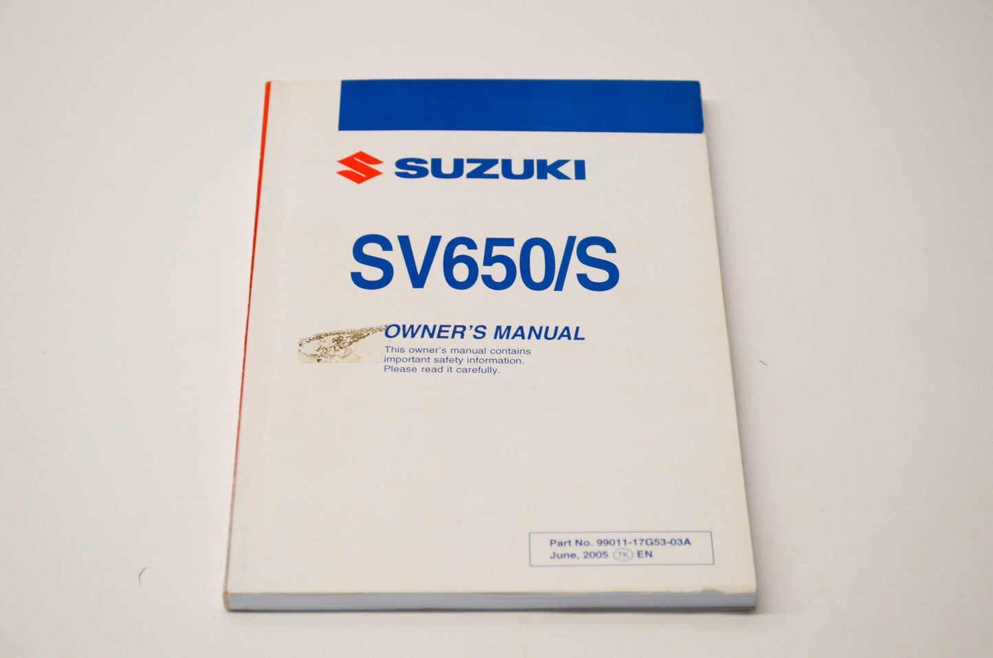 OEM Suzuki 99011-17G53-03A SV650/S Owner's Manual