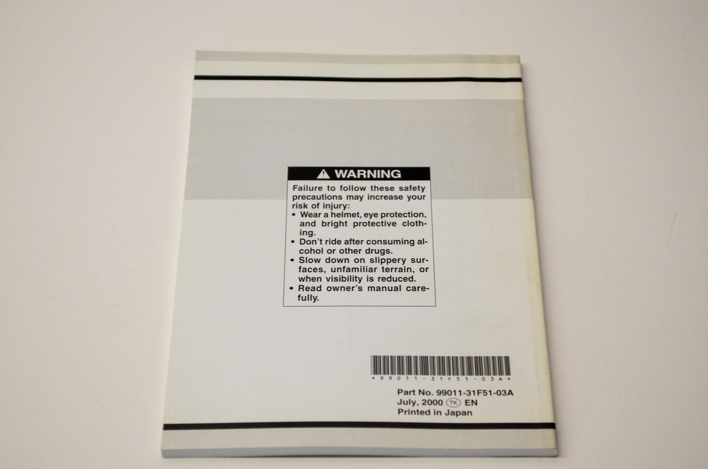 New OEM Suzuki 99011-31F51-03A GSF600S Owner's Manual NOS