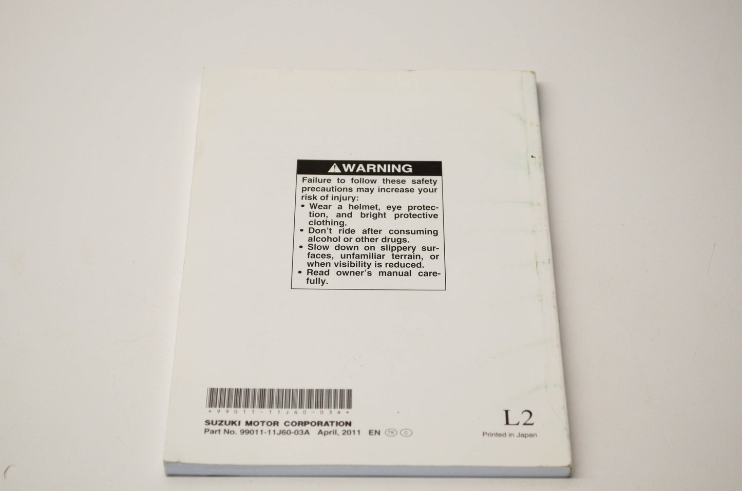 New OEM Suzuki 99011-11J60-03A DL650A Owner's Manual NOS