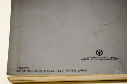 New OEM Honda 61MCV00 02-03 VTX1800R VTX Service Shop Manual NOS