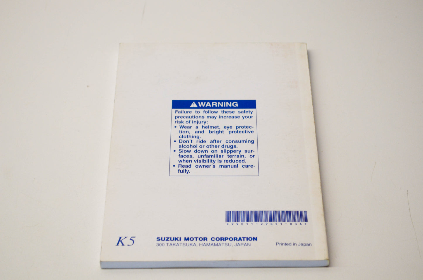 OEM Suzuki 99011-29G51-03A GSX-R600 Owner's Manual