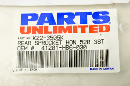 Parts Unlimited K22-3505K, 41201-HB6-030 Sprocket 38T NOS