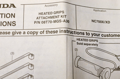 OEM Honda 08T70-MGS-A30 Heated Grip Attachment Kit NOS