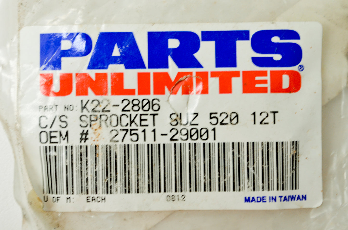 Parts Unlimited K22-2806 Sprocket 12T NOS
