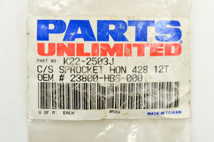 Parts Unlimited K22-2503J, 23800-HB6-000 Sprocket 12T NOS
